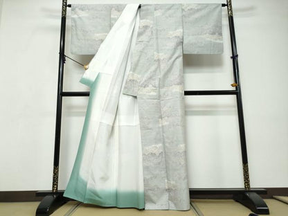 平和屋着物●本場大島紬　白大島　9マルキ　風景文　さが美扱い　証紙　証明書付き　恵大島紬織物謹製　正絹　逸品　DABI9299ud