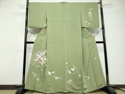平和屋着物●訪問着　友禅　作家物　枝花文　正絹　逸品　DABI9300ud