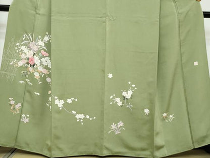 平和屋着物●訪問着　友禅　作家物　枝花文　正絹　逸品　DABI9300ud