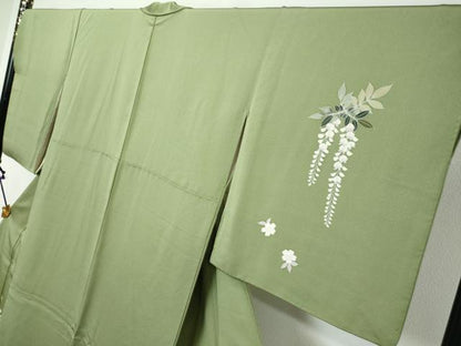 平和屋着物●訪問着　友禅　作家物　枝花文　正絹　逸品　DABI9300ud