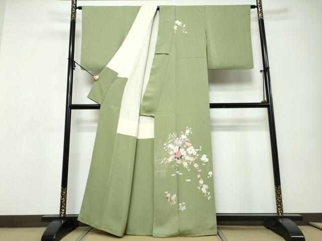 平和屋着物●訪問着　友禅　作家物　枝花文　正絹　逸品　DABI9300ud