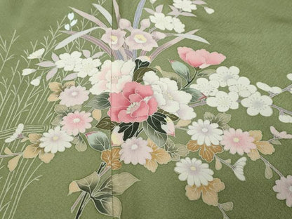 平和屋着物●訪問着　友禅　作家物　枝花文　正絹　逸品　DABI9300ud