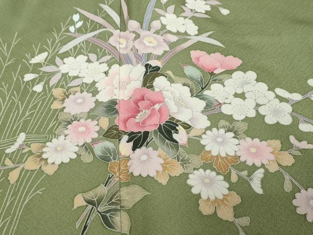 平和屋着物●訪問着　友禅　作家物　枝花文　正絹　逸品　DABI9300ud
