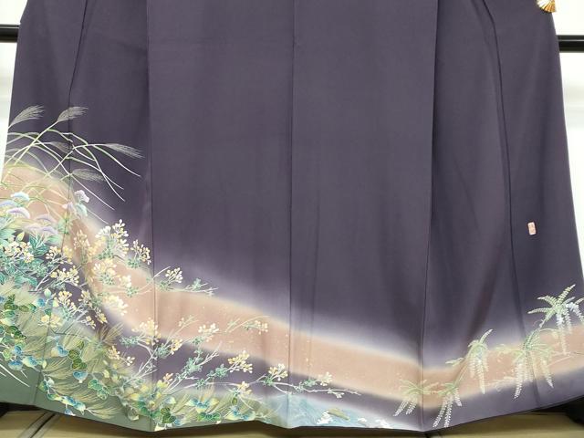 平和屋着物●訪問着　友禅　作家　若林雅臣　草花文　暈し染め　金彩　正絹　逸品　DABI9301ud