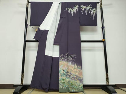 平和屋着物●訪問着　友禅　作家　若林雅臣　草花文　暈し染め　金彩　正絹　逸品　DABI9301ud