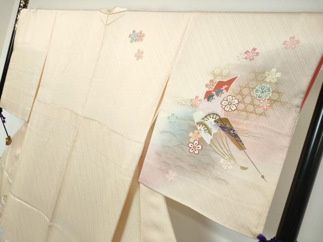 平和屋着物●世界的ファッションデザイナー 山本寛斎 kansaiブランド 訪問着 扇面花鳥文 暈し染め 金彩 鈴乃屋扱い 正絹 逸品 DABI9304ud