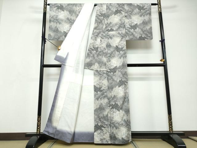 平和屋着物●都喜ヱ門　本場大島紬　総絣　白大島　樹林風景文　藤絹織物謹製　正絹　逸品　DABI9305ud