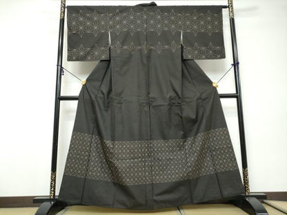 平和屋着物●本場大島紬　訪問着　7マルキ　横段幾何学文様　ますいわ屋扱い　正絹　逸品　DABI9308ud