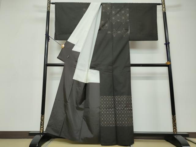 平和屋着物●本場大島紬　訪問着　7マルキ　横段幾何学文様　ますいわ屋扱い　正絹　逸品　DABI9308ud
