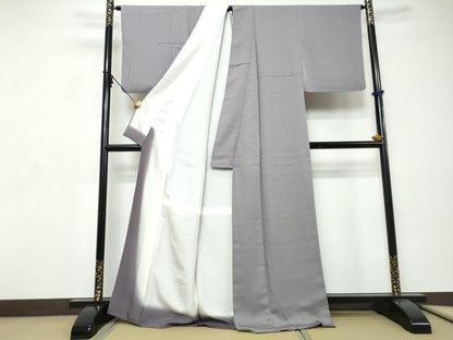平和屋着物●江戸小紋　万筋　青紫色×白色　正絹　逸品　DABI9309ud
