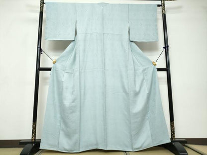 平和屋着物●上質な色無地　変わり格子地紋　水色　正絹　逸品　DABI9313ud
