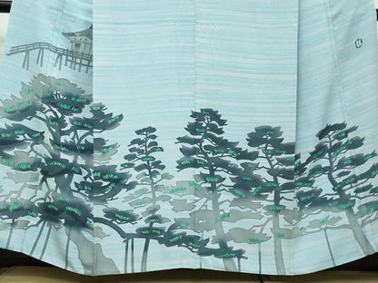 平和屋着物●訪問着　背抜き仕立て　作家物　ろうけつ染め　風景樹林文　正絹　逸品　DABI9314ud
