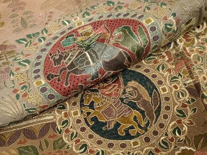 平和屋着物●中国三大刺繍　スワトウ刺繍　汕頭刺繍　総刺繍　訪問着　動物更紗花文　暈し染め　金糸　正絹　逸品　DABI9319ud