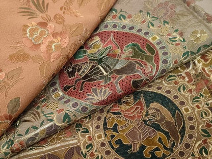 平和屋着物●中国三大刺繍　スワトウ刺繍　汕頭刺繍　総刺繍　訪問着　動物更紗花文　暈し染め　金糸　正絹　逸品　DABI9319ud