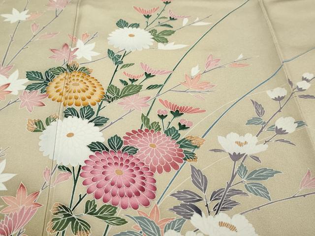 平和屋着物●訪問着　友禅　枝花文　暈し染め　正絹　逸品　DABI9320ud