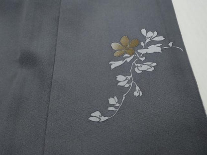 平和屋着物●訪問着　刺繍　枝花文　シルエット　金彩　鬼しぼ縮緬　やまと誂製　ロング丈　正絹　逸品　DABI9323ud
