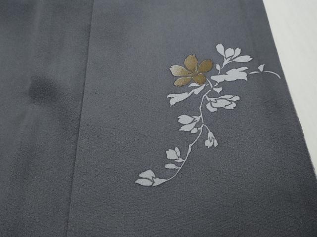 平和屋着物●訪問着　刺繍　枝花文　シルエット　金彩　鬼しぼ縮緬　やまと誂製　ロング丈　正絹　逸品　DABI9323ud