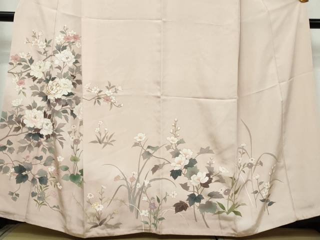 平和屋着物●訪問着　駒刺繍　草花文　金彩　正絹　逸品　DABI9324ud