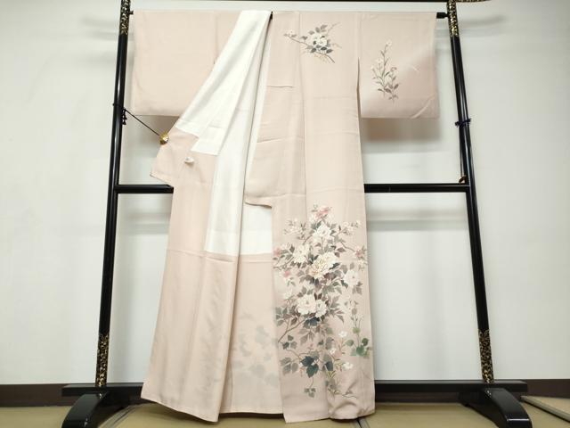 平和屋着物●訪問着　駒刺繍　草花文　金彩　正絹　逸品　DABI9324ud