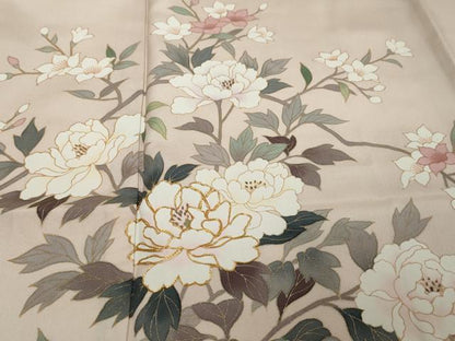 平和屋着物●訪問着　駒刺繍　草花文　金彩　正絹　逸品　DABI9324ud