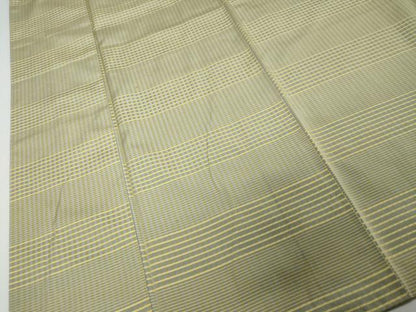 平和屋着物●上質なお召　吉野間道　ロング丈　正絹　逸品　DABI9326ud