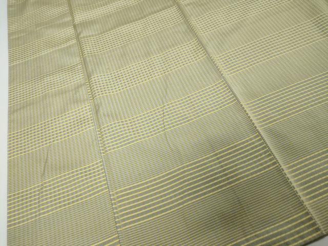 平和屋着物●上質なお召　吉野間道　ロング丈　正絹　逸品　DABI9326ud