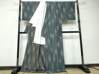 平和屋着物●上質な小紋　変わり縞　正絹　逸品　DABI9334ud