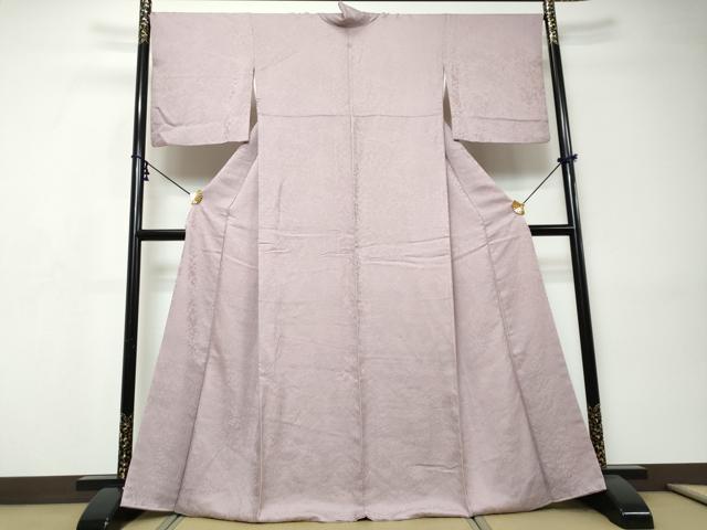 平和屋着物●上質な色無地　草花地紋　紅藤色　正絹　逸品　DABI9338ud