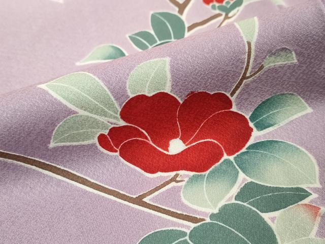 平和屋着物●訪問着　枝椿文　暈し染め　ロング丈　正絹　逸品　DABI9340ud