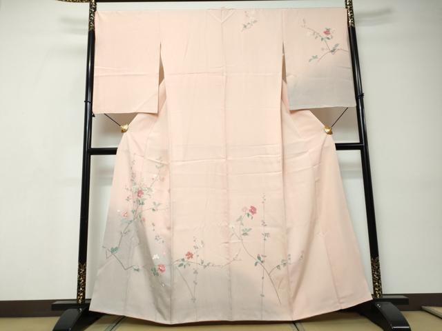 平和屋着物●訪問着　友禅　枝花文　暈し染め　正絹　逸品　DABI9341ud