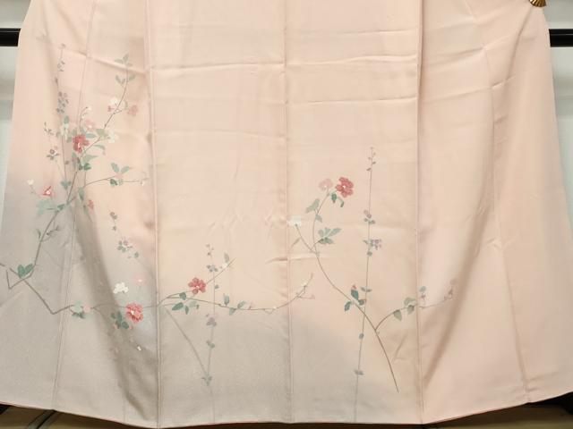 平和屋着物●訪問着　友禅　枝花文　暈し染め　正絹　逸品　DABI9341ud