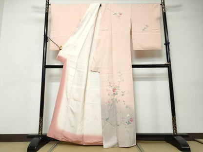 平和屋着物●訪問着　友禅　枝花文　暈し染め　正絹　逸品　DABI9341ud