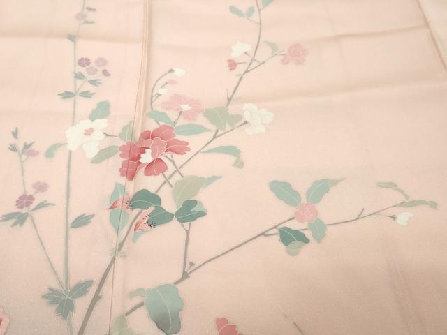 平和屋着物●訪問着　友禅　枝花文　暈し染め　正絹　逸品　DABI9341ud