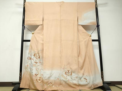 平和屋着物●訪問着　花鳥文　暈し染め　金彩　正絹　逸品　DABI9342ud