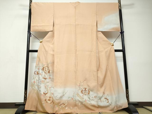 平和屋着物●訪問着　花鳥文　暈し染め　金彩　正絹　逸品　DABI9342ud