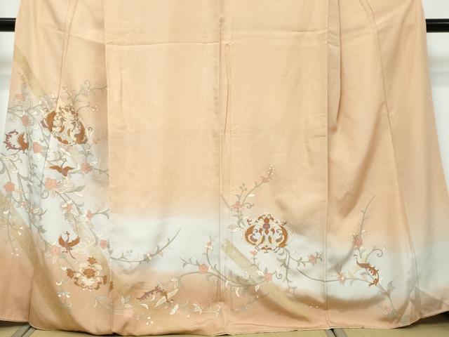平和屋着物●訪問着　花鳥文　暈し染め　金彩　正絹　逸品　DABI9342ud