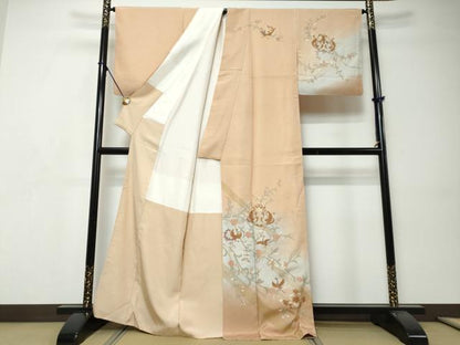 平和屋着物●訪問着　花鳥文　暈し染め　金彩　正絹　逸品　DABI9342ud