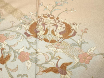 平和屋着物●訪問着　花鳥文　暈し染め　金彩　正絹　逸品　DABI9342ud