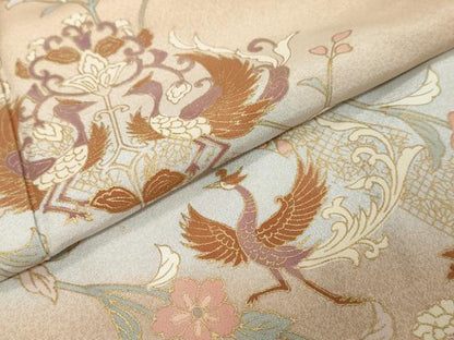 平和屋着物●訪問着　花鳥文　暈し染め　金彩　正絹　逸品　DABI9342ud