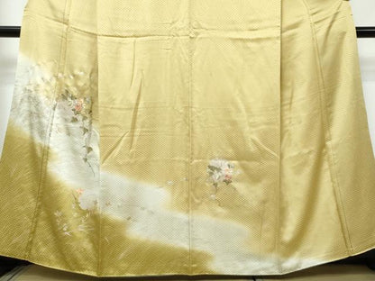 平和屋着物●訪問着　刺繍　雪輪草花文　暈し染め　金銀彩　正絹　逸品　DABI9345ud