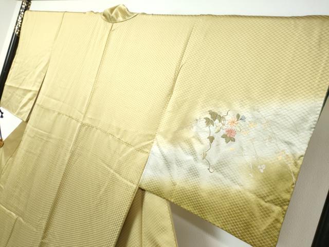 平和屋着物●訪問着　刺繍　雪輪草花文　暈し染め　金銀彩　正絹　逸品　DABI9345ud