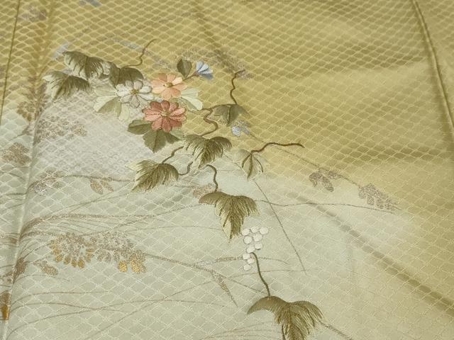 平和屋着物●訪問着　刺繍　雪輪草花文　暈し染め　金銀彩　正絹　逸品　DABI9345ud