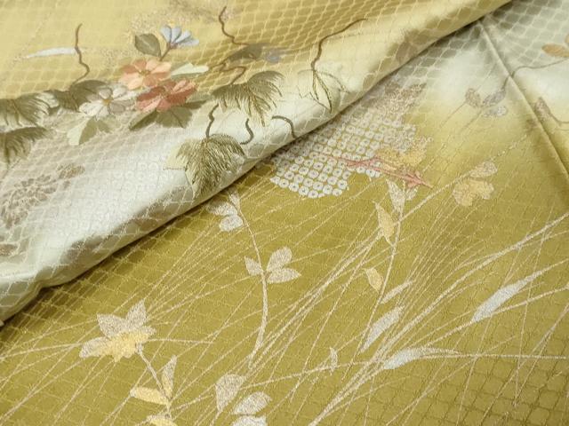平和屋着物●訪問着　刺繍　雪輪草花文　暈し染め　金銀彩　正絹　逸品　DABI9345ud