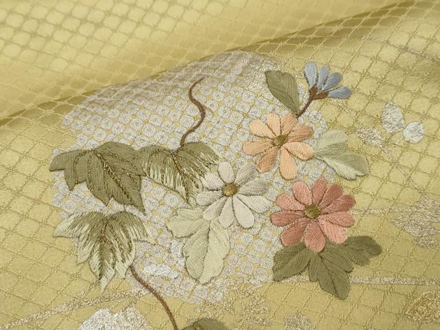 平和屋着物●訪問着　刺繍　雪輪草花文　暈し染め　金銀彩　正絹　逸品　DABI9345ud