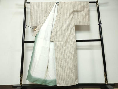 平和屋着物●ぜんまい紬　縞　正絹　逸品　DABI9348ud
