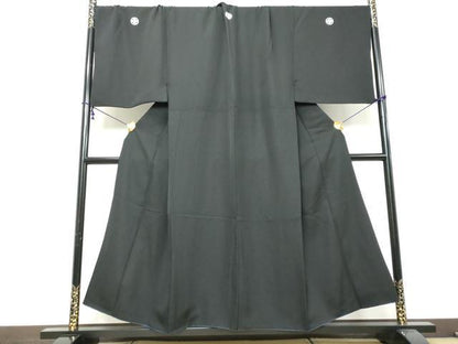 平和屋着物●男性　黒紋付　正絹　逸品　DABI9350ud
