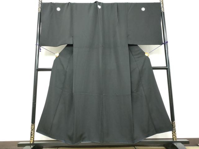 平和屋着物●男性　黒紋付　正絹　逸品　DABI9350ud