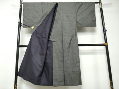 平和屋着物●男性　本場大島紬　アンサンブル　格子文　正絹　逸品　DABI9351ud