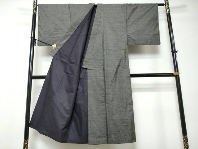 平和屋着物●男性　本場大島紬　アンサンブル　格子文　正絹　逸品　DABI9351ud