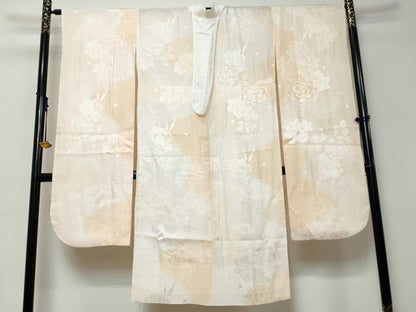 平和屋着物●豪華振袖・長襦袢セット（無双仕立て）　熨斗草花文　暈し染め　金彩　京都きもの友禅扱い　半衿刺繍　正絹　逸品　DABI9355ud